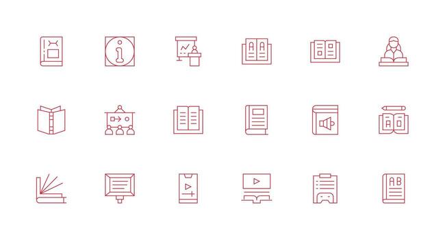 18 Minimal Line Icons for Tutorial Graphics Clear and Concise Icon Set Collection vector