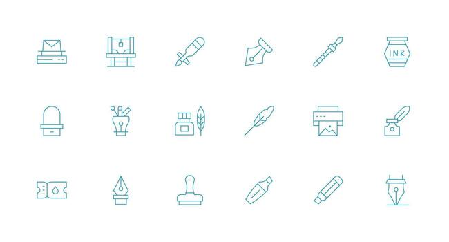 Ink Design Icons featuring 18 in Minimal Line Style Editable Icon Collection vector