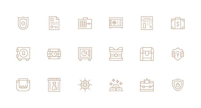 18 Icons for Vault in Minimal Line Format Creative Icon Set vector