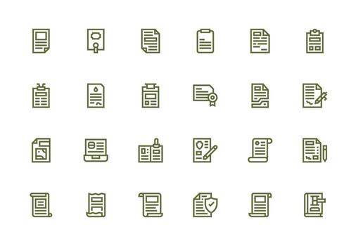 Contract Icon Set with 24 Thick Line Line Graphics Pixel Perfect Icons for Modern Apps vector