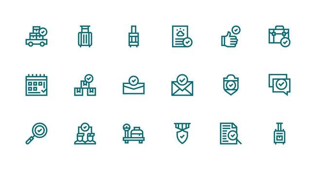 Strong Stroke Line Icons from Checked Set with 18 Vectors Icon Set for Projects