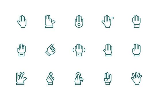 Regular Line Style Touch Icons with 15 Vectors Detailed Icon Collection for Design Systems