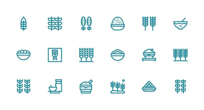 Cereal Visual Pack containing 18 Strong Stroke Line Icons Interface Icon Collection for Daily Projects vector