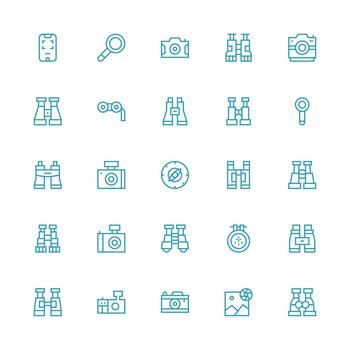 Medium Stroke Outline Icons from Viewfinder Set with 25 Vectors UI-Ready Icon Collection