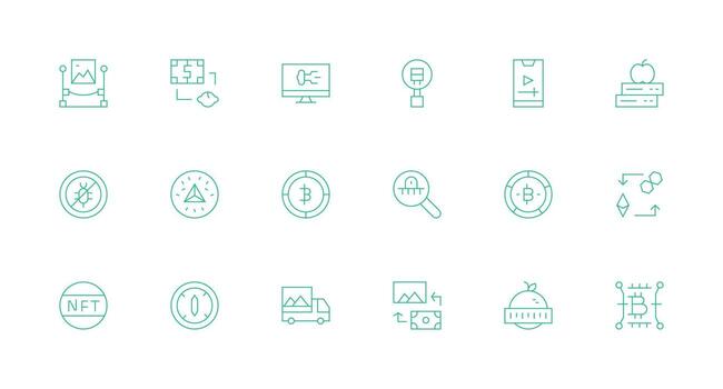 Digital Asset Set with 18 Minimal Line Icons Versatile Icon Collection for Designers vector