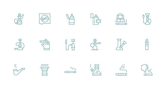 Minimal Line Style Smoking Icons with 18 Vectors Scalable Icons for All Themes
