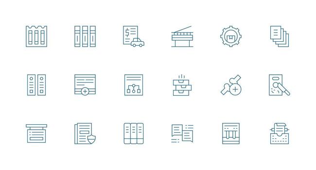 mínimo línea íconos desde documento administración conjunto con 18 vectores limpiar conjunto para diseño prototipos