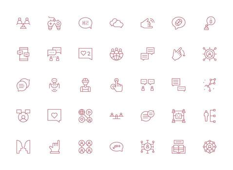Interaction featuring 35 Icons in Light Line Design Multi-Purpose Icon Set vector