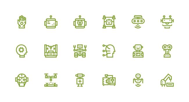 Strong Stroke Line Style Robotics Icons with 18 Vectors Versatile Icon Collection for Designers