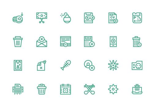 24 Thick Line Line Vectors for Delete Theme Essential Icons for Rapid UI Building