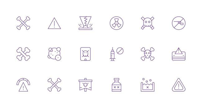Unsafe Icon Set with 18 Minimal Line Graphics Editable Icon Collection vector