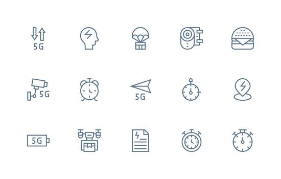 Regular Line Icons from Fast Set with 15 Vectors Standard Icon Pack