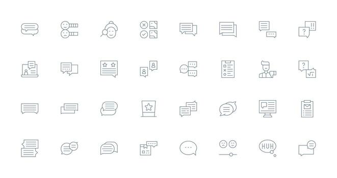 Delgado línea estilo realimentación formar íconos con 32 vectores ui icono conjunto