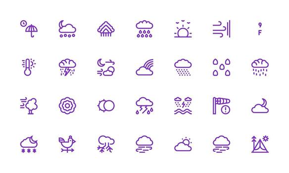 negrita línea estilo pronóstico íconos con 28 vectores núcleo icono colección para diario Tareas