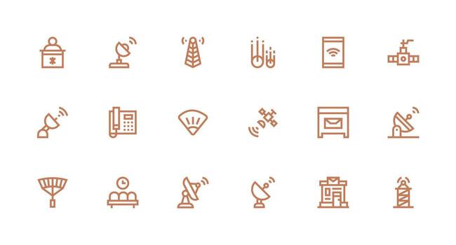 Reception Icon Set with 18 Strong Stroke Line Graphics Organized Pack for Project Assets vector