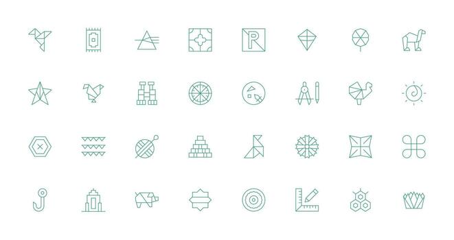 geométrico icono colección con 32 Delgado línea diseños interfaz íconos para diario utilizar vector