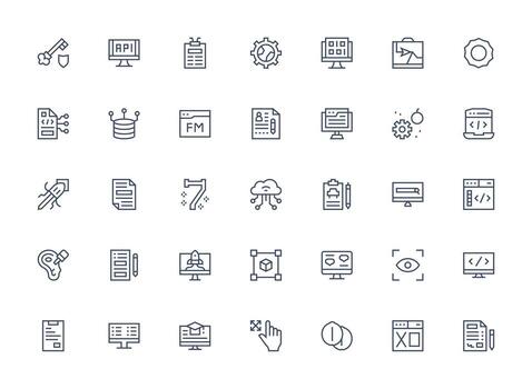 Application Set with 35 Regular Clean Line Icons Reusable Icon Set vector