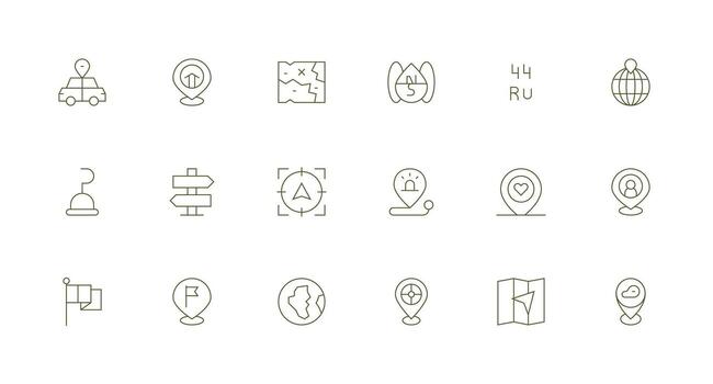 Location Marker Visual Pack containing 18 Minimal Line Icons Icon Pack for UI vector
