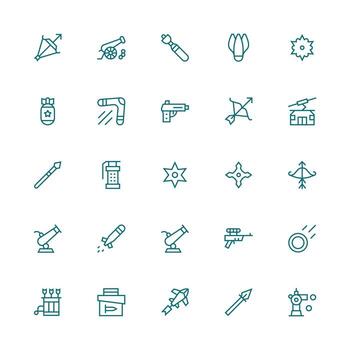 Medium Stroke Outline Icons from Projectile Set with 25 Vectors Web Icon Collection