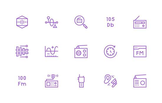 Frequency featuring 15 Icons in Regular Line Design Professional Icon Pack for Development Work vector