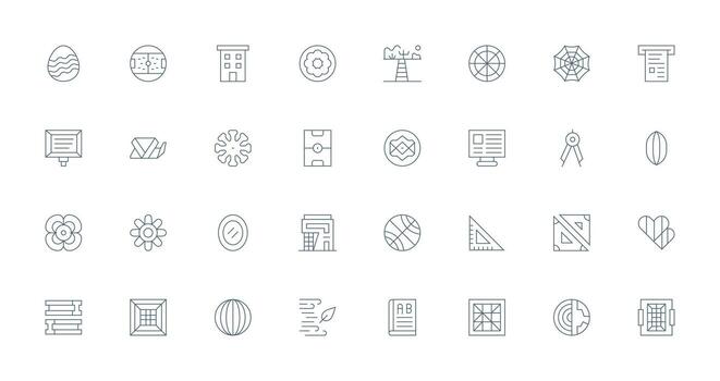 líneas icono colección con 32 Delgado línea diseños agudo íconos para presentaciones vector