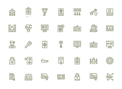 Authorization featuring 35 Icons in Regular Clean Line Design All Device Compatible Icon Set vector