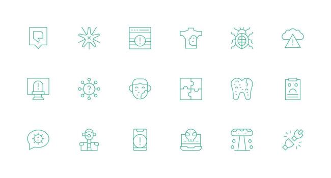 18 Minimal Line Vectors for Problem Theme Icon Set for Apps