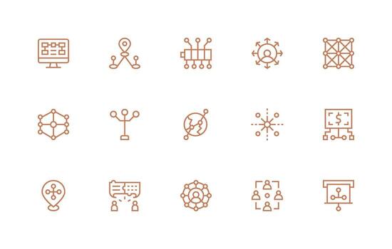 15 Connections Icons in Regular Line Aesthetic Clean Icon Collection for Web Use vector