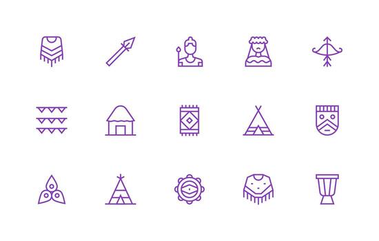 Regular Line Icons from Tribal Set with 15 Vectors Interface Icon Collection for Daily Projects