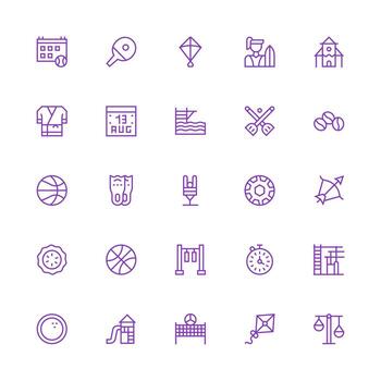 actividad icono conjunto con 25 medio carrera contorno gráficos ordenado icono conjunto vector