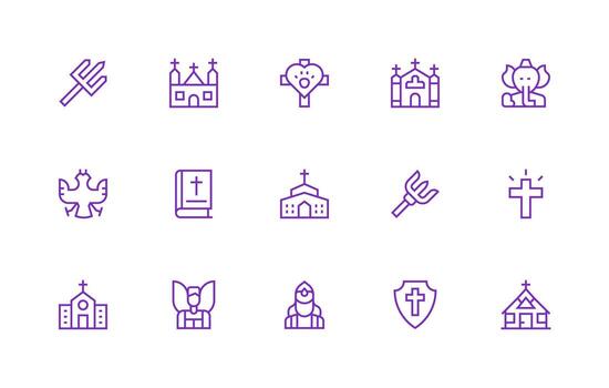 God Visual Pack containing 15 Regular Line Icons Icon Set for Web vector