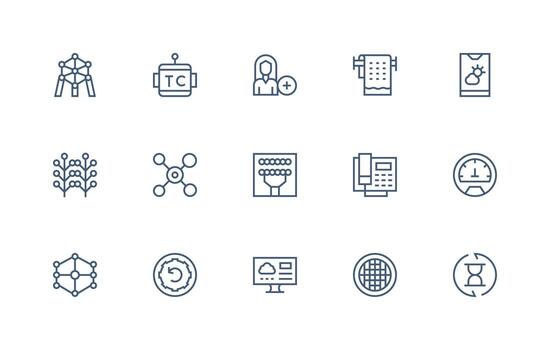 15 regular línea íconos para sistema gráficos inteligente icono colección vector