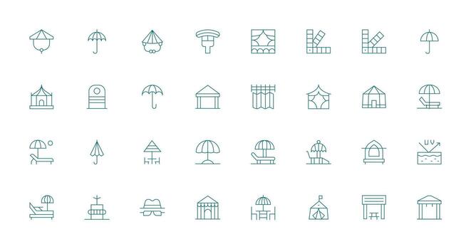 Thin Line Style Shade Icons with 32 Vectors Icon Set for Apps