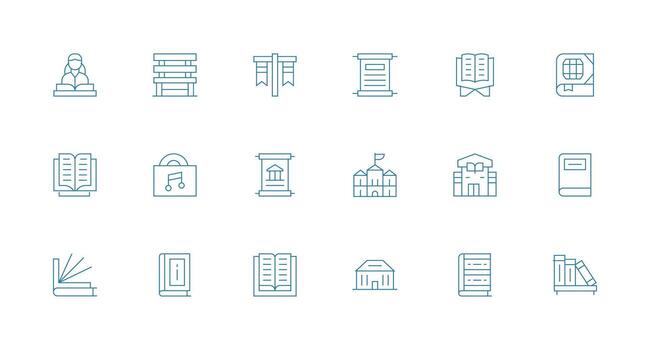 18 mínimo línea diseños para biblioteca íconos equilibrado icono conjunto para funcional diseño vector