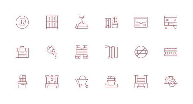 Materials Visual Pack containing 18 Minimal Line Icons Clear and Concise Icon Set Collection vector