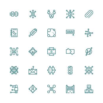 Link Set with 25 Medium Stroke Outline Icons Simplified Icon Pack for Visual Tools vector
