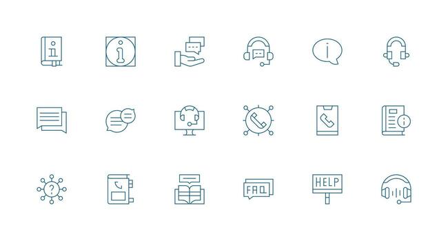 Minimal Line Icons from Support Center Set with 18 Vectors Detailed Icon Collection for Design Systems