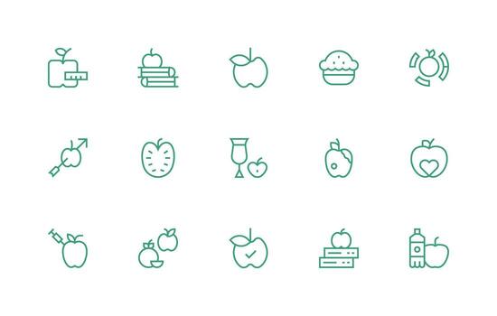 15 regular línea íconos para manzana gráficos de confianza íconos para todas interfaces vector