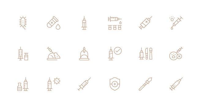18 Icons for Vaccine in Minimal Line Format Multi-Purpose Icon Pack for Templates vector