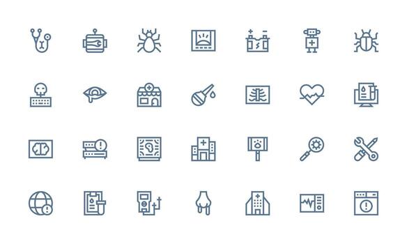 28 negrita línea estilo íconos desde diagnóstico colección flexible icono sistema para web interfaces vector
