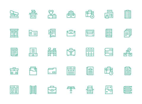Regular Clean Line Icons from Documents Set with 35 Vectors Design Icon Pack