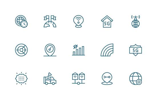 Coverage Icon Collection with 15 Regular Line Designs Glyph Icon Series vector