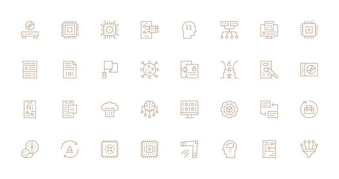 32 Thin Line Vectors for Data Processing Theme Pixel Perfect Icons for Modern Apps