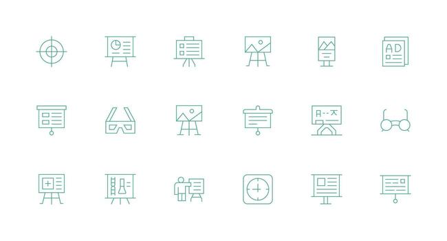 visual ayuda conjunto con 18 mínimo línea íconos tablero icono serie vector