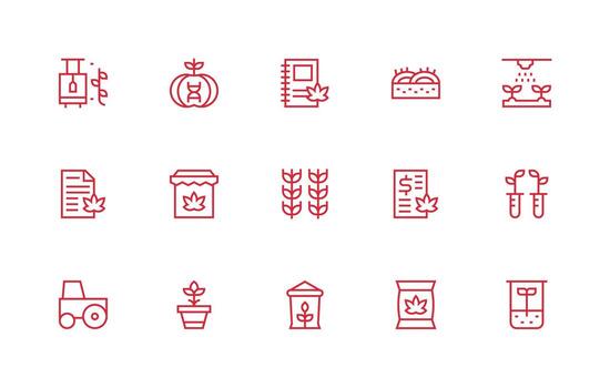 15 Icons for Cultivation in Regular Line Format Essential Icon Collection vector