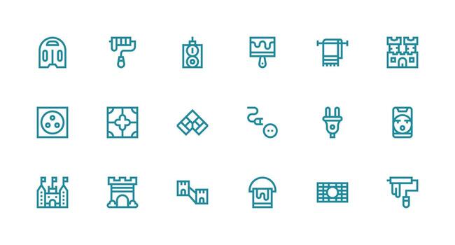 18 Strong Stroke Line Icons for Wall Graphics High-Resolution Icons for Any Platform vector