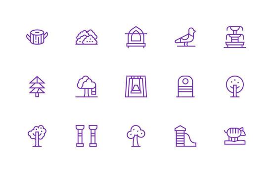 Park Icon Set with 15 Regular Line Graphics Icon Pack vector