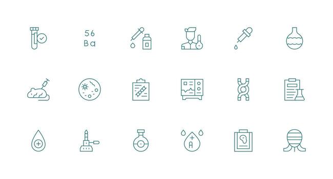 prueba diseño íconos presentando 18 en mínimo línea estilo mínimo icono conjunto para interfaz proyectos vector