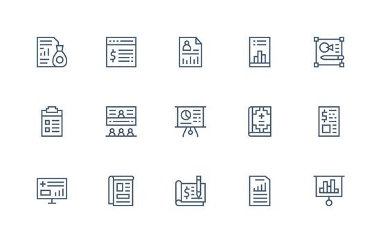 15 Icons for Summary in Regular Line Format Interface Icon Collection vector