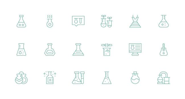 18 Minimal Line Designs for Beaker Icons Multi-Purpose Icon Set vector